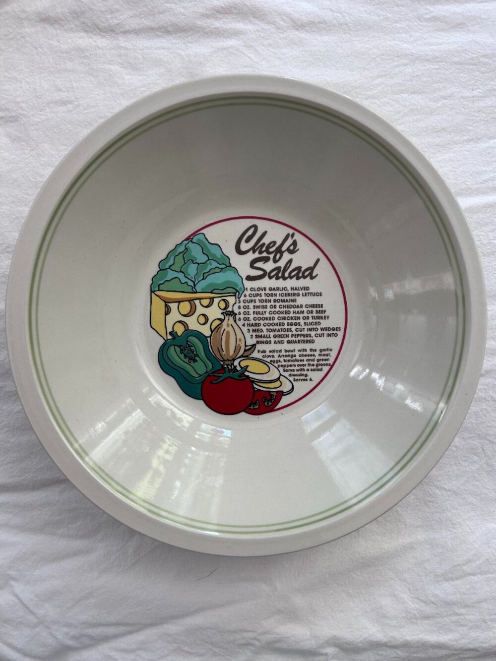Vintage Regent Stone Chef's Salad Recipe Bowl Tuff-Stone 1980s